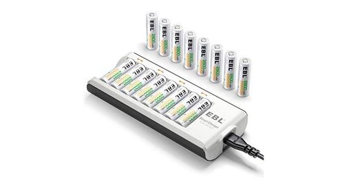 EBL A Amélioré le Chargeur 8 Baies AA / AAA avec 4 Piles Rechargeables AA  2800mAh et 4 Piles Rechargeables AAA 1100mAh 