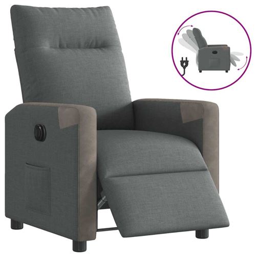 vidaXL Fauteuil électrique réglable tissu gris foncé