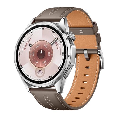 Montre Connectée Huawei Watch Gt 6 46 Mm Argent (Bracelet Marron)