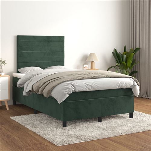 vidaXL Sommier à lattes de lit et matelas Vert foncé 120x200cm Velours3143076