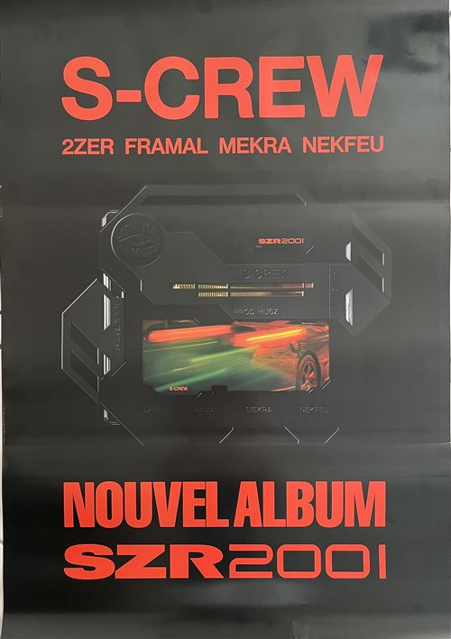 Affiche de concert originale - S-CREW - 2Zer / NEKFEU / Mecra - FRAMAL - 70x100cm