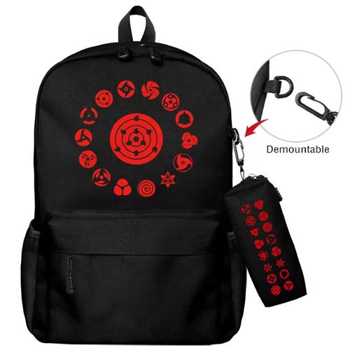 Lot de 2 pièces Sac à Dos, Trousse à crayons Naruto pour Garçon et Filles (SD1666) 40*22*45 cm Noir