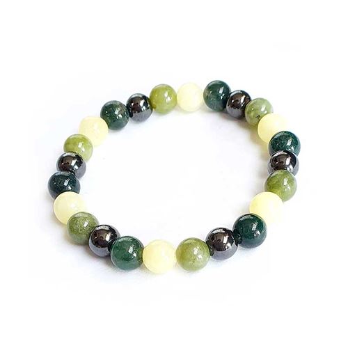 Bracelet chance richesse et abondance avec perles en Citrine, Agate, Jade et Hématite