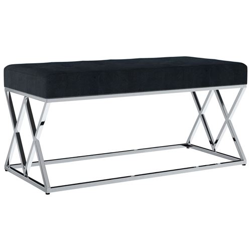 vidaXL Banc 97 cm Noir Tissu de velours et acier inoxydable