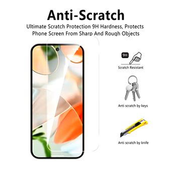 Protection écran Verre Trempé Pour Google Pixel 9 Et 9 Pro - Dureté 9H, Anti-bulles, Lot Complet
