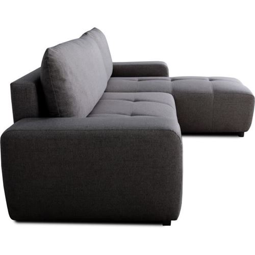 Canapé d'angle convertible en velours côtelé gris foncé - IDA - 3 places. fauteuil d'angle réversible