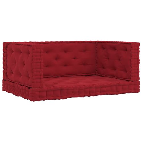 vidaXL Coussins de plancher de palette 4 pcs Rouge bordeaux Coton