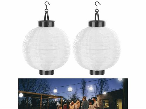 Lunartec : 2 lampions solaires Ø 20 cm avec LED blanc chaud