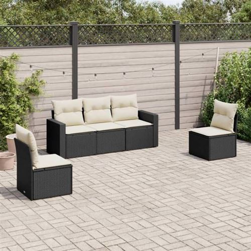 Salon de jardin modulable vidaxl resine tressee noir 5 pieces 62 x 55 x 69 cm 5 personnes