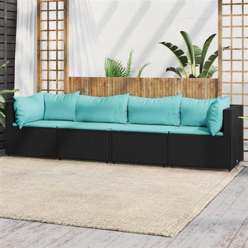 Non Communiqué Noir Salon De Jardin Modulable Vidaxl Rotin Bleu 4 Pieces 4 Personnes