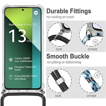 Kwmobile Coque Avec Collier Pour Xiaomi Redmi Note 13 Pro 5G / Poco X6 5G - Silicone Crème