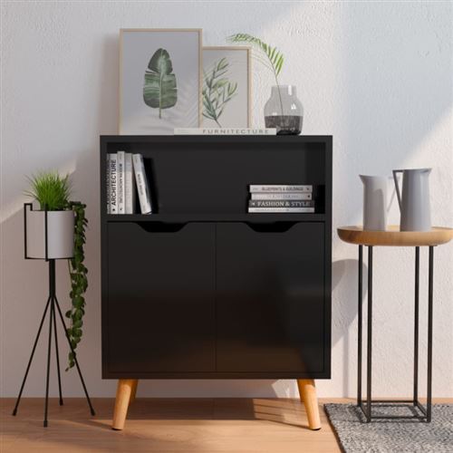 vidaXL Buffet Noir brillant 60x30x72 cm Aggloméré