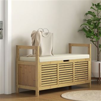 Banc Coffre Rangement Velours Bleu 100 Cm – Pieds Bois, Assise Capitonnée, Maxi Volume Pour Chambre, Entrée Ou Salon