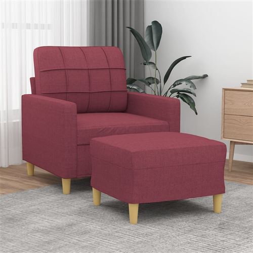 vidaXL Fauteuil avec repose-pied Rouge bordeaux 60 cm Tissu