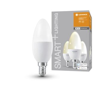 LEDVANCE 3x Ampoule bougie SMART+ WiFi LED - E14 - dimmable - blanc chaud 2700 K - remplace les lampes 40W}