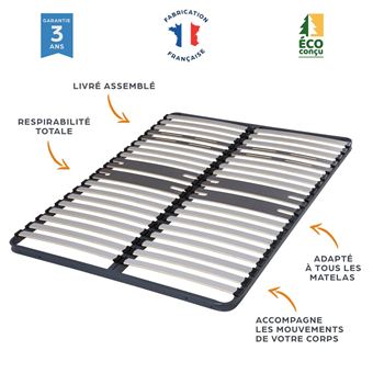 Sommier à lattes 140x190 C318 - 36 lattes bois - Fabrication française