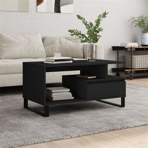 Table basse Noir 90x49x45 cm Bois d ingénierie
