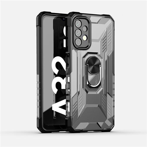 Coque de protection résistant FONGWAN pour Samsung Galaxy S22 Ultra avec support pour anneau - Noir