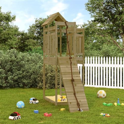 vidaXL Spielturm mit Kletterwand Imprägniertes Kiefernholz