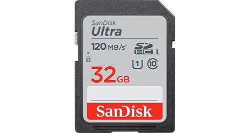 Carte mémoire sdhc sandisk ultra 32 go, jusqu'à 120 mo/s, classe 10, uhs-i, v10