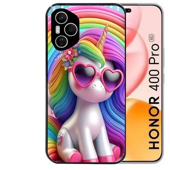 Coque noire Taperso pour Honor 400 PRO 5G avec motif licorne pop art - 1