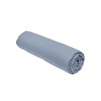 Drap housse TODAY Essential - 140 x 190 cm - 2 personnes - 100% Coton uni - Denim - 1