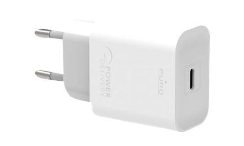 PURO Fast Travel Charger - Adaptateur secteur - 20 Watt - 3 A - PD (USB-C) - blanc