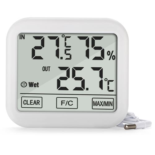 Station m&eacute;t&eacute;o avec sonde ext&eacute;rieure de 1,5m, longueur de c&acirc;ble 1,5m, batterie 2xAA, GB381