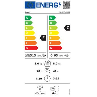 Bosch Serie 4 WNA13400FF - Machine à laver séchante - indépendant - largeur : 59.8 cm - profondeur : 64.9 cm - hauteur : 84.8 cm - chargement frontal - 63 litres - 8 kg - 1400 tours/min