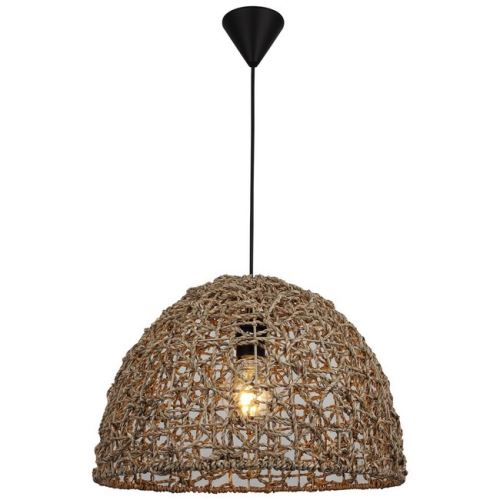 HOMEMANIA Lampe à Suspension Barnes - Lustre - Lustre de plafond - Marron, Noir en Métal, Corde, 40 x 40 x 94 cm, 1 x E27, 40W