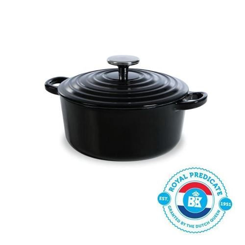 Bk Cookware H6071.520 Bk Bourgogne Cocotte En Fonte Ronde - 20 Cm - 2.5l - Revetement Emaille - Couvercle Avec Anneaux