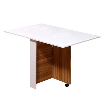 Table De Cuisine 120 X 80 X 73 Cm Chene Et Blanc Pliante Sur