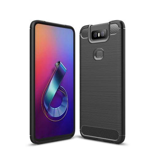 Coque en TPU fibre de carbone noir pour votre Asus Zenfone 6 ZS630KL
