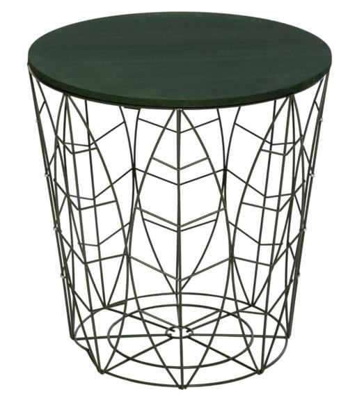 Table à café métallique coloris vert foncé - L. 39 x l. 39 H. 41 cm -PEGANE-