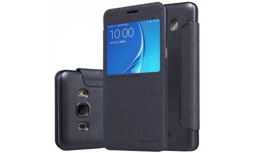 Etui rabat latéral gris aspect satiné pour Samsung J5-2016