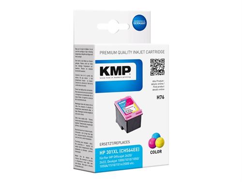 Cartouche D'Encre Kmp Compatible Avec Hp 301xl (ch564ee), 3 Couleurs