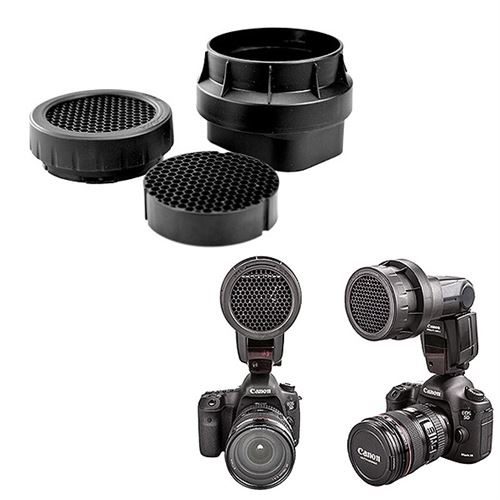 Kit 3-en-1 Grille Nid d'Abeilles pour Flash Nikon SB28 Sony HVL Canon 320EX Metz
