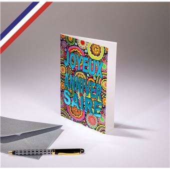 Carte Double C Est Chic Creee Et Imprimee En France Joyeux Anniversaire En Dorure Bleue Carte De Vœux Achat Prix Fnac