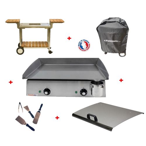 Pack plancha &eacute;lectrique PLANCHAELEC LUX 600 INOX - CHARIOT ELYSEE 600 