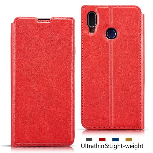 Etui en PU bascule ultra-mince avec fentes pour cartes rouge pour votre Samsung Galaxy A20e/A10e