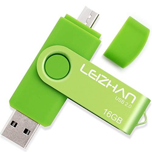 LEIZHAN Green USB Flash Drive 16GB OTG Metal Pendrive for Smart Phone USB 2.0 USB Flash Drive Micro USB Pen Drive Memory Stick U Dis