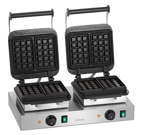 Appareil &agrave; gaufre double bruxelles - 60 x 100 mm, hauteur 32 mm - bartscher - - fonte 600x470x250mm