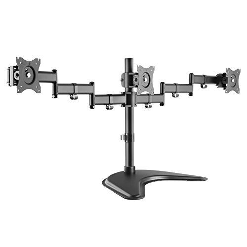 RICOO Support PC pour 3 ecrans TS7511 Triple Bras orientable inclinable TV sur Pied Meuble de Bureau écran Ordinateur télé 4K OLED P