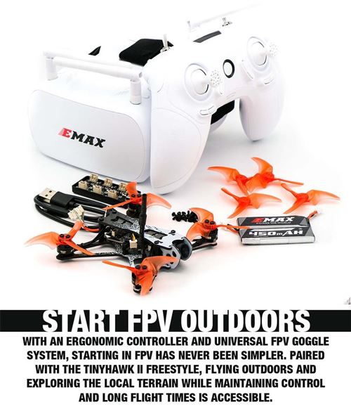 Drone EMAX Tinyhawk,2,5 pouces,Caméra HD - Noir
