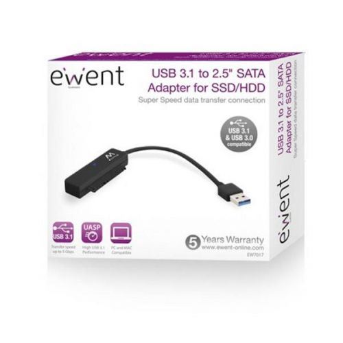 Ewent Câble Convertisseur/adaptateur Usb 3.0/3.1 (gen.1) À Sata I/ii/iii Pour Ssd/hdd 2,5, Noir