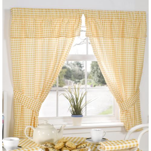 Ensemble de rideaux à motif vichy (117cm x 122cm) (Citron) - UTMS156