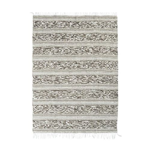 tapis terra - 160 x 230 cm - bande relief blanc et sable