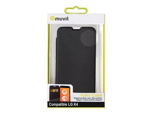Muvit MUEAF0222 - Protection à rabat pour téléphone portable - noir - pour LG K4