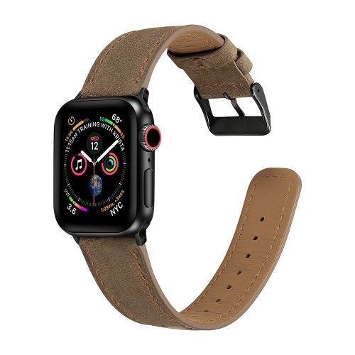  Bracelet en cuir v&eacute;ritable cr&eacute;piter caf&eacute; pour votre Apple Watch Series 3/2/1 42mm/Series 4 44mm 