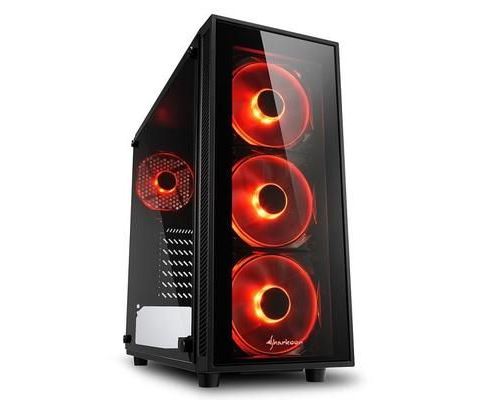 Sharkoon TG4, Boîtier Midi-tour, PC, Verre trempé, ATX,Micro-ATX,Mini-ITX, Noir, Rouge